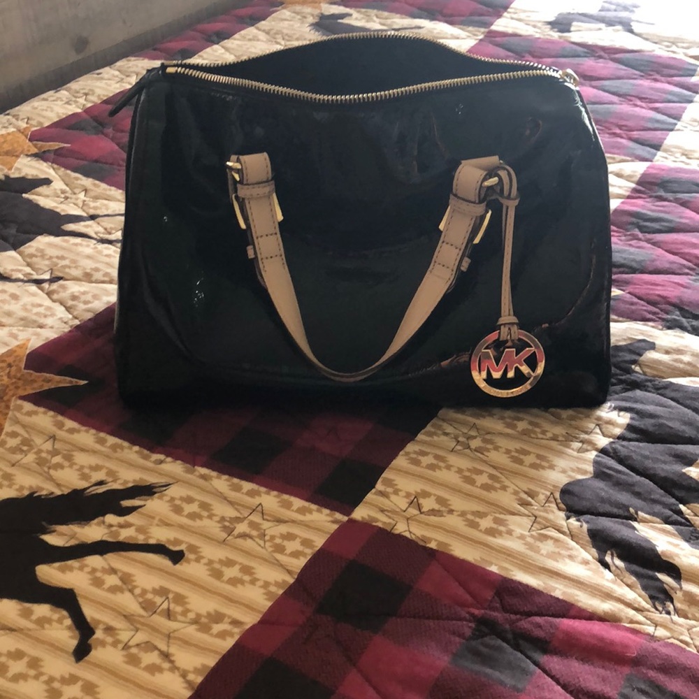 Micheal Kors - Black Metallic Monogram Bag